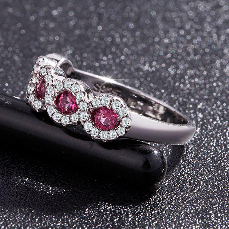 Silver 925 Ruby Ring Gemstones Jewelry For Women Emerald Zircon Fashionable Female Anniversary Gift Size 5 -11