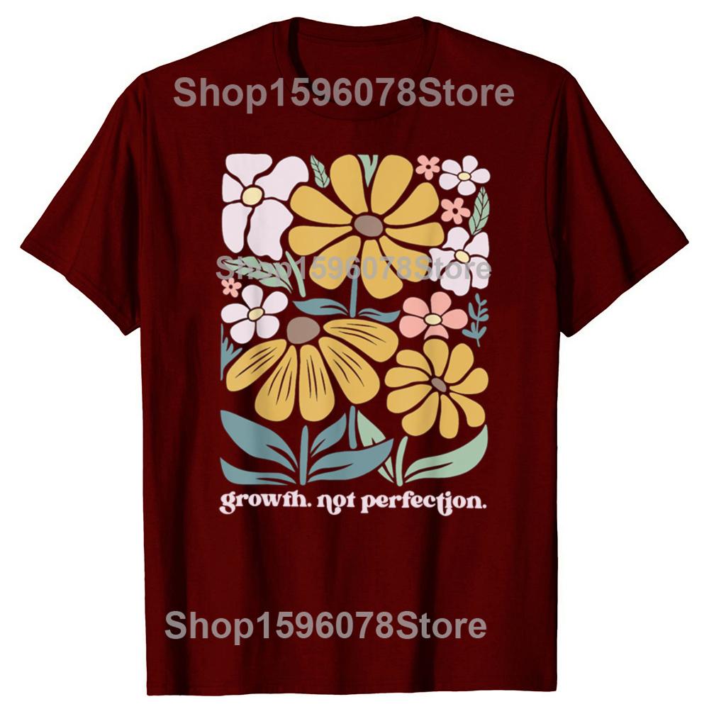 Floral Growth Not Perfection Special Education Teacher Tshirts Fashion Casual Tshirt 100 Cotton Loose Oversized T Shirt Summer