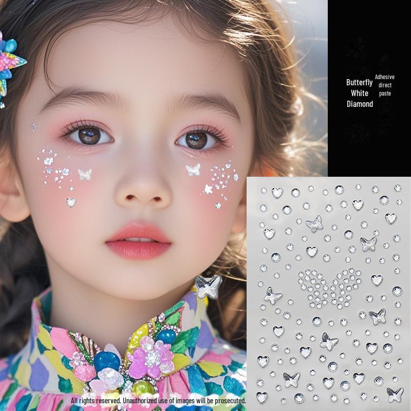 Blue Star Diamond Face Stickers: Adhesive Rhinestone Designs for Tear Eye Makeup, Perfect for Music Festivals.