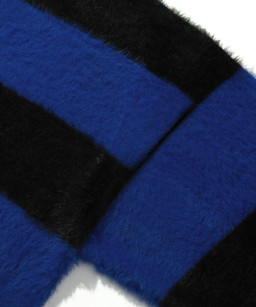 TRILLION Hairy Brush Striped Crew Neck Knit (Blue)