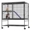 39" Metal Small Animal Cage 2-Tier Rolling Ferret Cage with Tray A Ramp