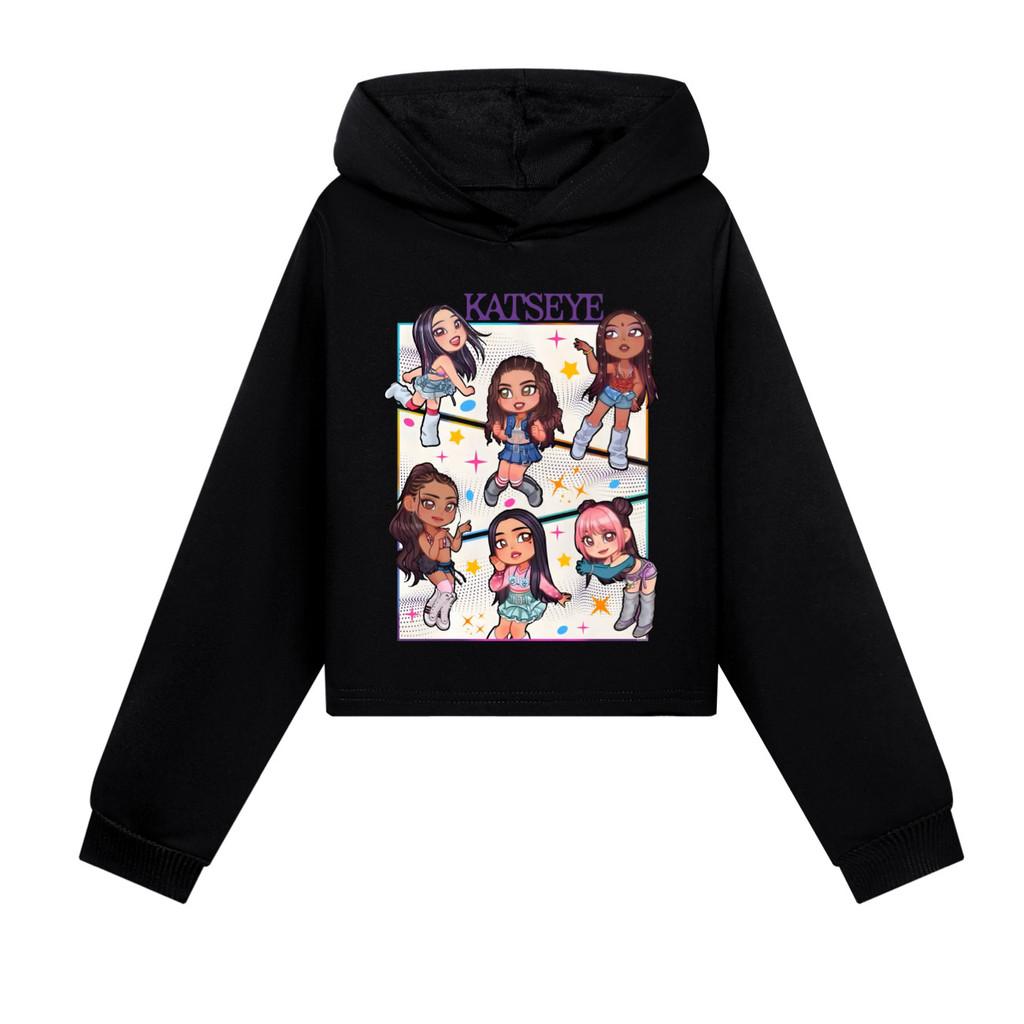 5299 Kinder Mädchen KATSEYE Bedruckte Mode Langarm Kapuzenpullover