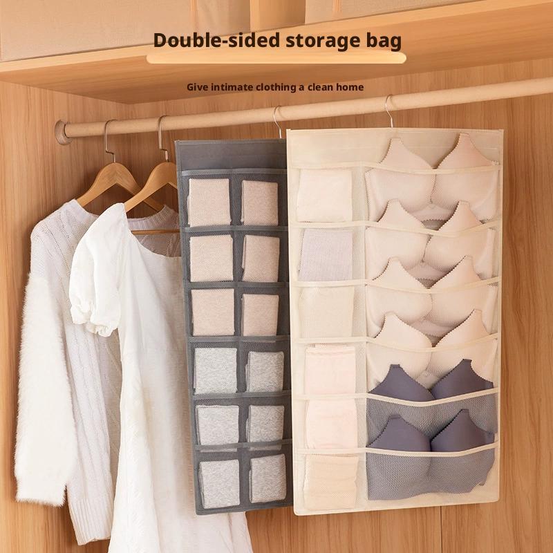Double-Sides Underwear Bra Organizer Multifunctional Mesh Drawer Organizers Washable Closet Door Hanging Bag Clothes Divider Box