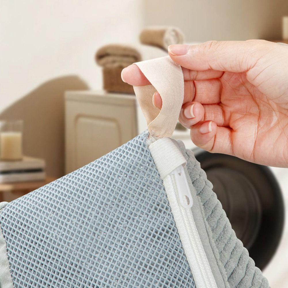 Zipper Closure Shoes Washing Pouch Fluffy Chenille Laundry Bag Shoes Cleaning Bag  Household