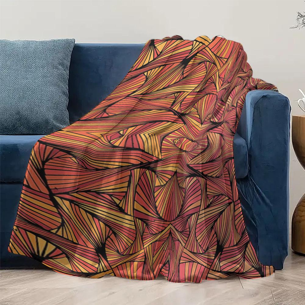 Geometric Pattern Blanket Abstract Triangle Design Cozy Fleece Throw Blanket Decorative Bed Blanket Gift for Women/Men