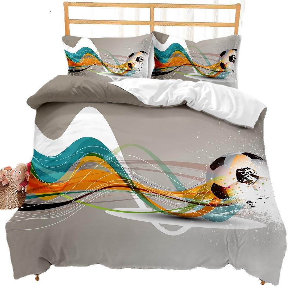 Three-Piece Set Sports Football Decorative Quilt Cover Bedding Kit Digital Printing