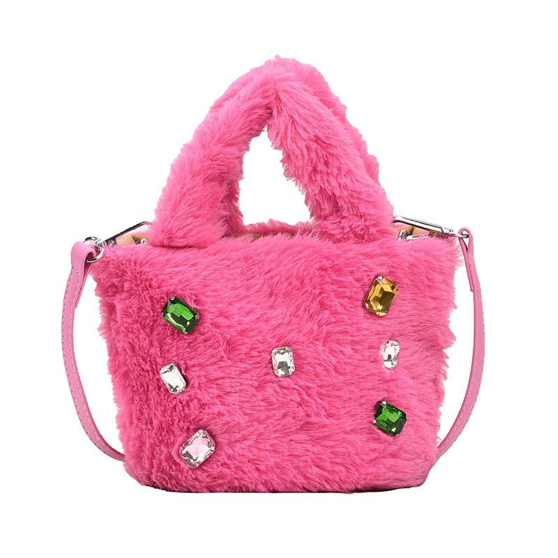 Fashionable Rhinestone Velvet Bag For Children Girls Gender Neutral Chic Sling Bag