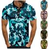 Men's Fashion Casual Short Sleeve Camouflage Printed Lapel T-Shirt Tops