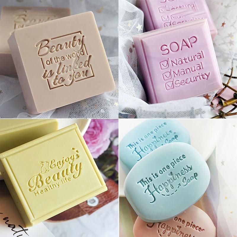 Molde Carimbo Personalizado para Sabão, Selo de Vedação para DIY, Suprimentos para Fazer Sabão Artesanal, Kits de Ferramentas, Série de Flores Letras Inglesas