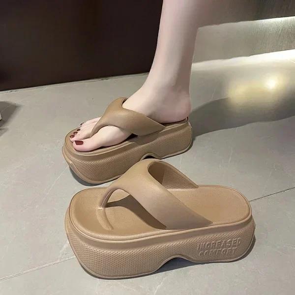 

Fashion Platform Women s Flip-flops Casual Women s Slippers Soft Soles Summer Flat Sandals Outdoor Thick Soles Non-slip Beach Shoes 35-36 хаки