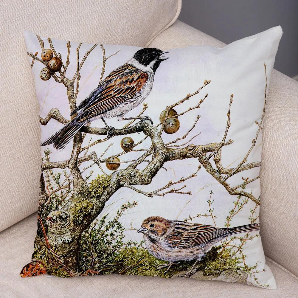 Bedroom Sofa Car Cushion Cover Cartoon Animal Colorful Fox Bird Squirrel Series Home Office Decoration Pillow