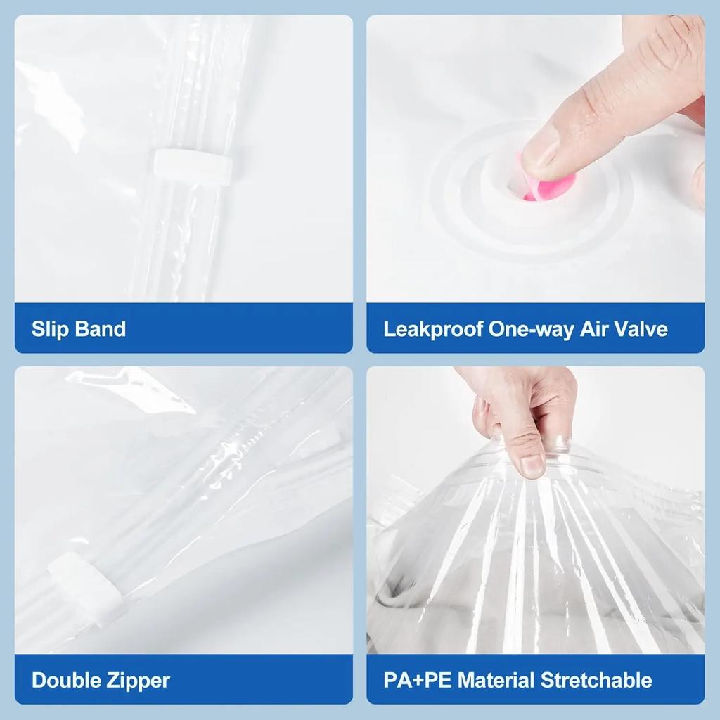 Storage Bags, 5 Pack Space Saver Bags with Pump Vacuum Sealer Bags for Clothes, Comforters, Blankets, Bedding Organizer