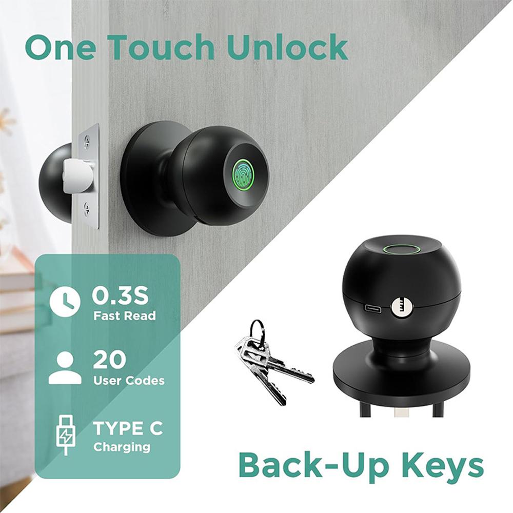 Type-C Fingerprint Lock Bluetooth Tuya APP Control Smart Door Lock Keyless Door Handle Fingerprint Electronic Door Lock