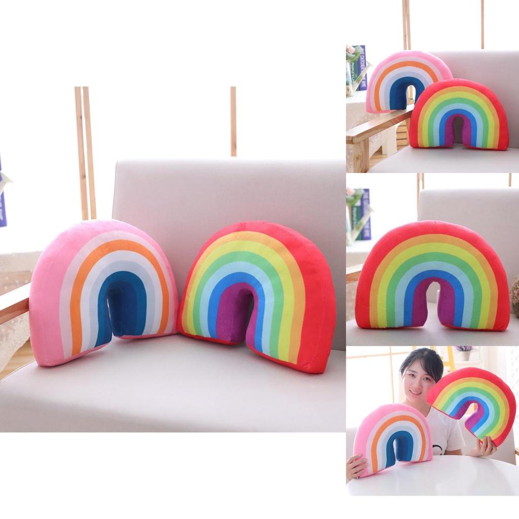 Multicolour Rainbow Plush Pillow Cushion Ideal For Relaxation And Decoration