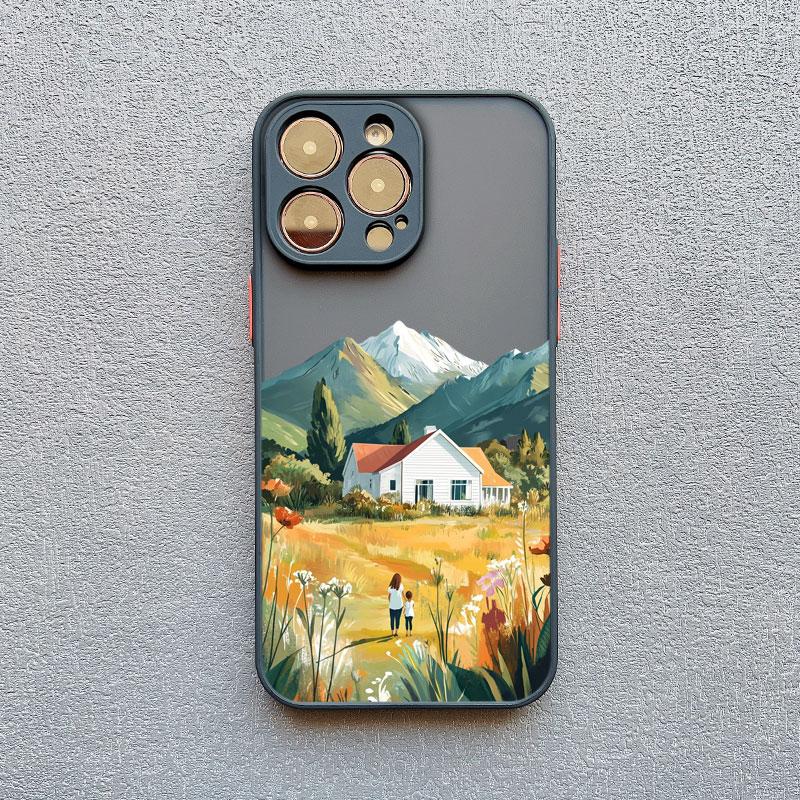Rural Farm Scenery Pattern Phone Case For iPhone 17 16 15 14 Pro Max Plus 13 12 11 Pro Max Mini Cute Shockproof Back Cover Funda