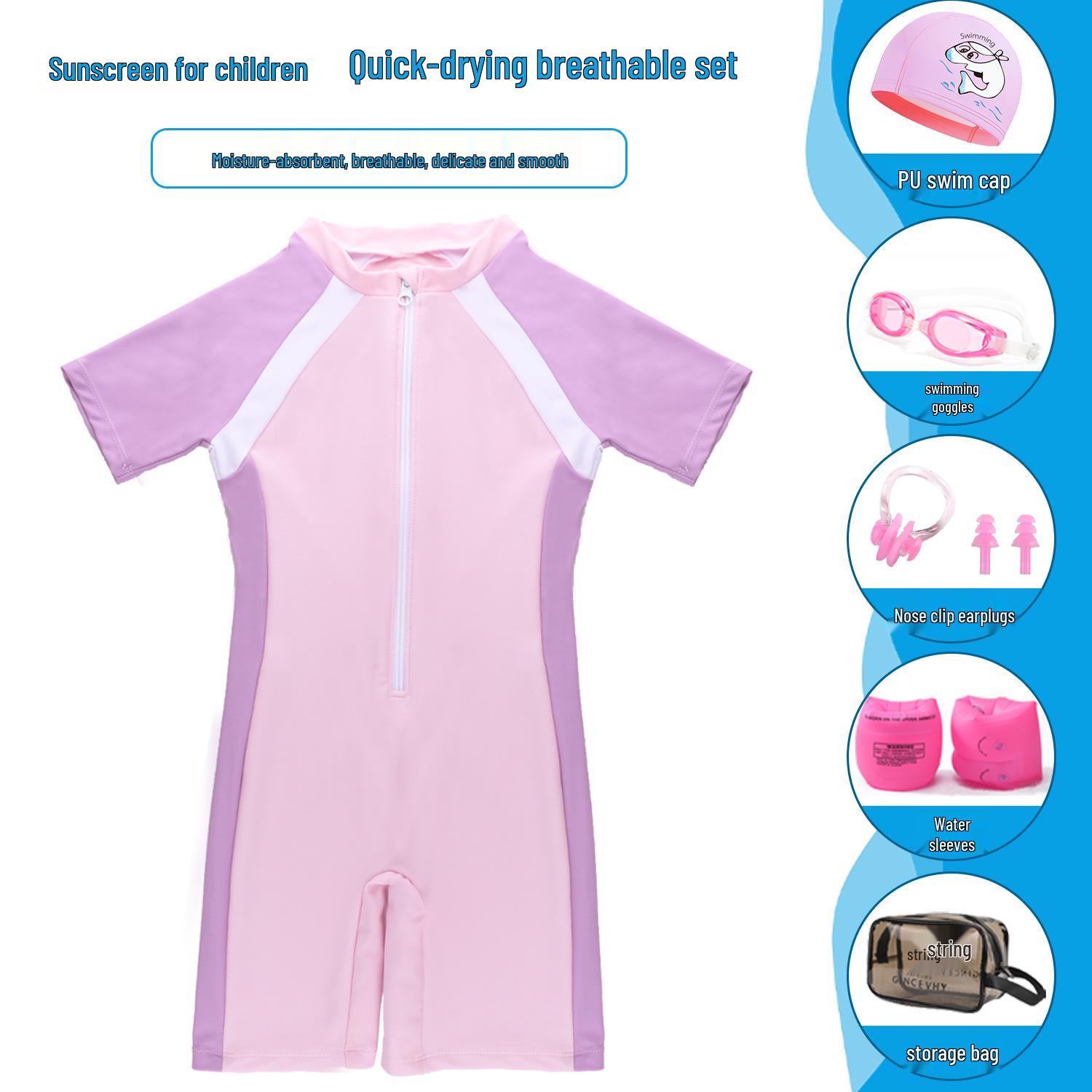

Quick-Dry Girls One-Piece Swimsuit Set for Professional Training 18# (70-80 lbs)