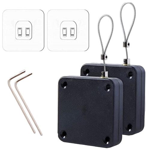 

Samcos Automatic Door Closer, Self-Adhesive/Screw Compatible, with Holes, for Sliding Doors, Easy Installation, for Entryways and Indoor Use, Compact,