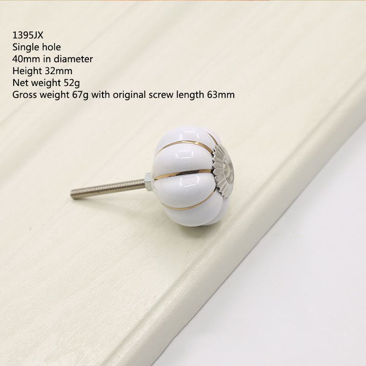 Color Ceramic Through Hole Pumpkin Handle Knobs Light Luxury Modern Minimalist Drawer Cabinet Wardrobe Cartoon Art Handle Knobs