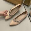 Rhinestone Pointed Flat Bottom Soft Sole Spring 2025 New Inner Height Increase Banquet Shallow Mouth Temperament Elegant Single Shoes