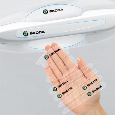 2025 Nuevo 8 Piezas Pegatinas Protectoras Transparentes para Manija de Puerta de Coche Para Skoda Octavia Rapid Kodiaq Karoq Fabia Kamiq Superb Deriva