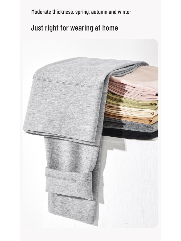Plus Size Women's High Waist Thermal Cotton-Wool Pants - Antibacterial, Autumn/Winter Base Layer