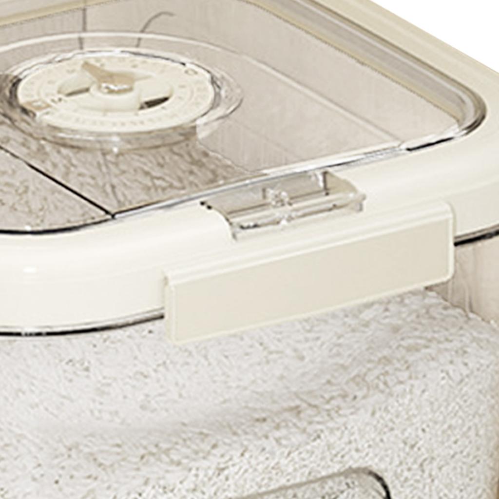 Rice Storage Box Transparent Sealed Press Type Magnetic Switch Kitchen Grain Storage Container for Dry Food Small Cream