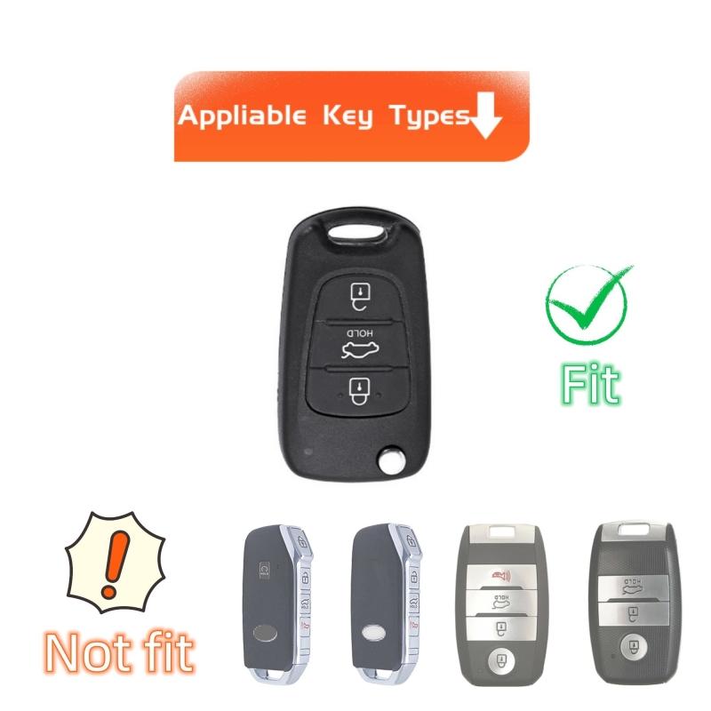 Key Fob Cover with Key Chain Hyundai I10 I20 I30 Ix20 Ix35 and Kia Ceed Soul Sportage Venga Car Key Case for 3-Button Blade Type