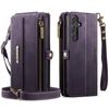For Samsung Galaxy S25 FE Case CASEME C39 RFID Blocking Zipper Wallet Stand Leather Cover with Strap