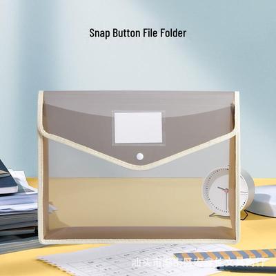 A4 3D Button Transparent PP File Pocket with Snap for Subject Classification and Test Paper Storage