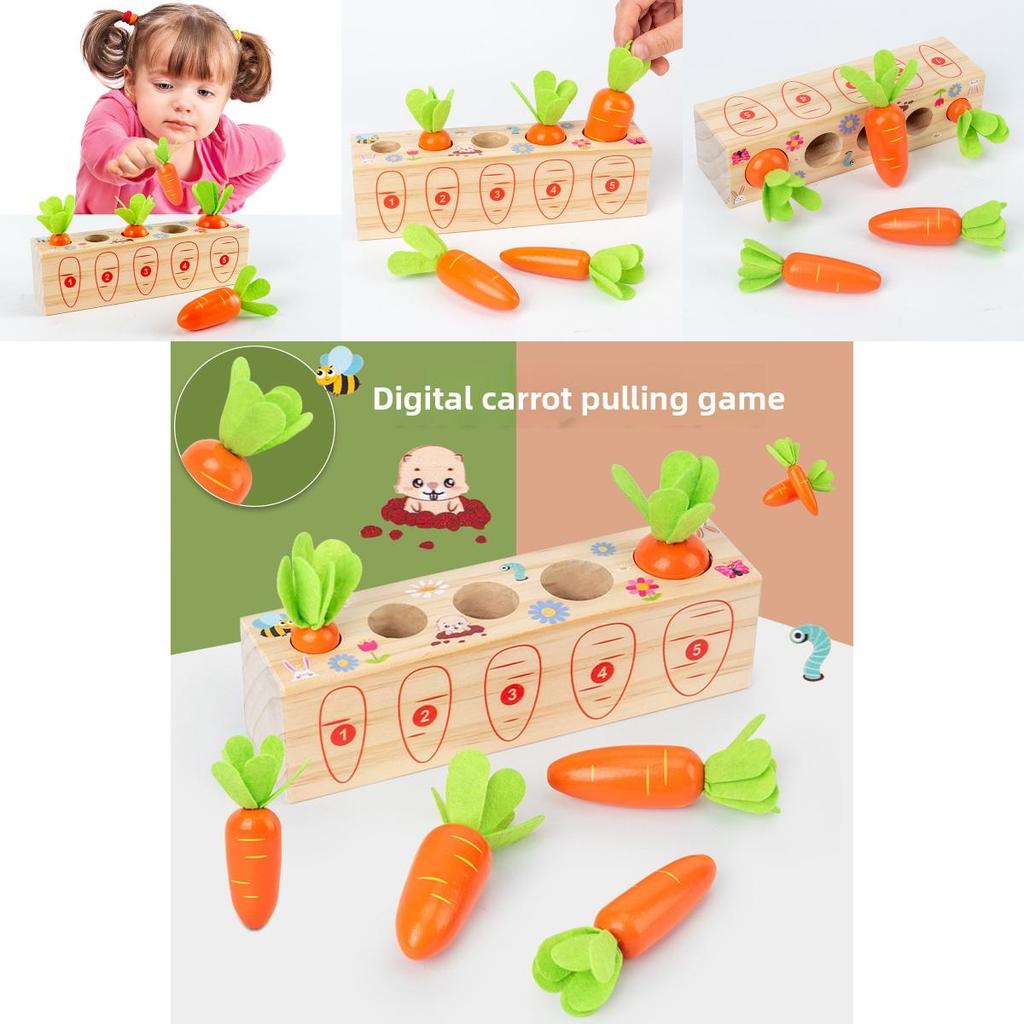 Wooden Digital Carrot Pulling Game For Kids Educational Toy For Ages 3 To 4