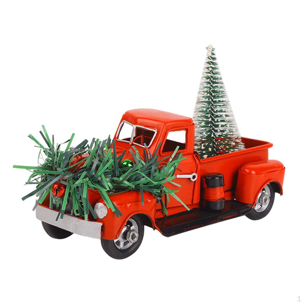 Christmas Truck Decor Metal Trucks Car Model and Xmas Tree Holidays Red Decoration for Friends