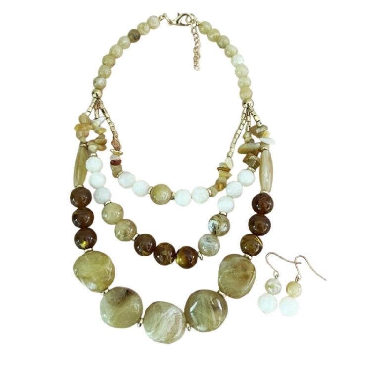 Versatile Multi Color Beaded Collarbone Chain Necklace Pendant Earrings Acrylic Jewelry for Matching Most Outfits