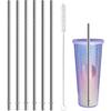 10.5 Inch Stainless Steel Straws Replacement for Starbucks Cold Cup Venti 24 Oz, 6 PCS Straight Reble Metal Straw with Cleaning Brush, 10.5" X 0.31"