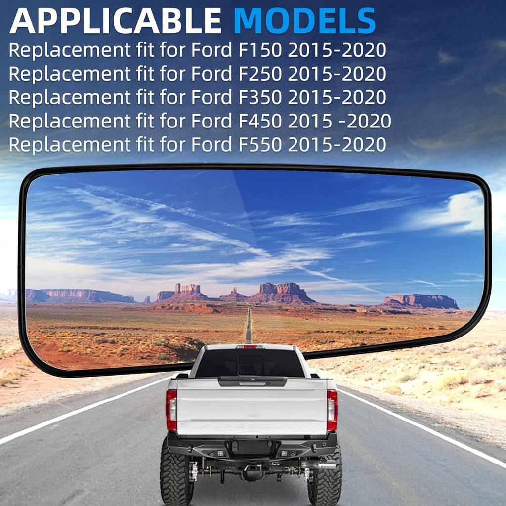 Passenger Side Mirror Replacement For Ford F150 2015-, F250 F350 F450 F550 2017- - Lower Tow Mirror Glass, Right Towing Mirrors Glass With Power