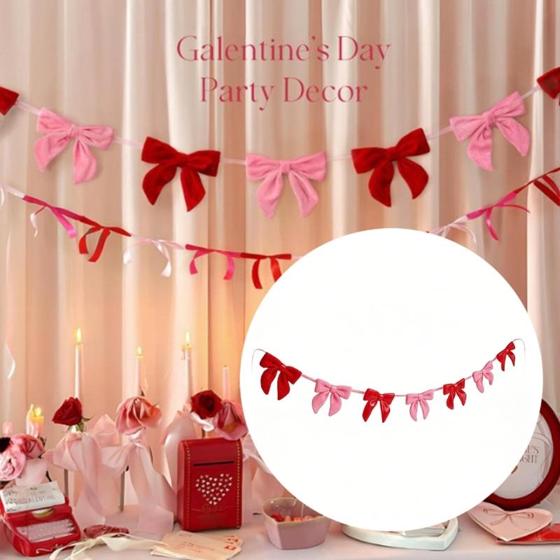 User Friendly Polyester Velvety Bowknot Garlands Efficient for Sustainable Celebration 2 Meters Long Durable Decors