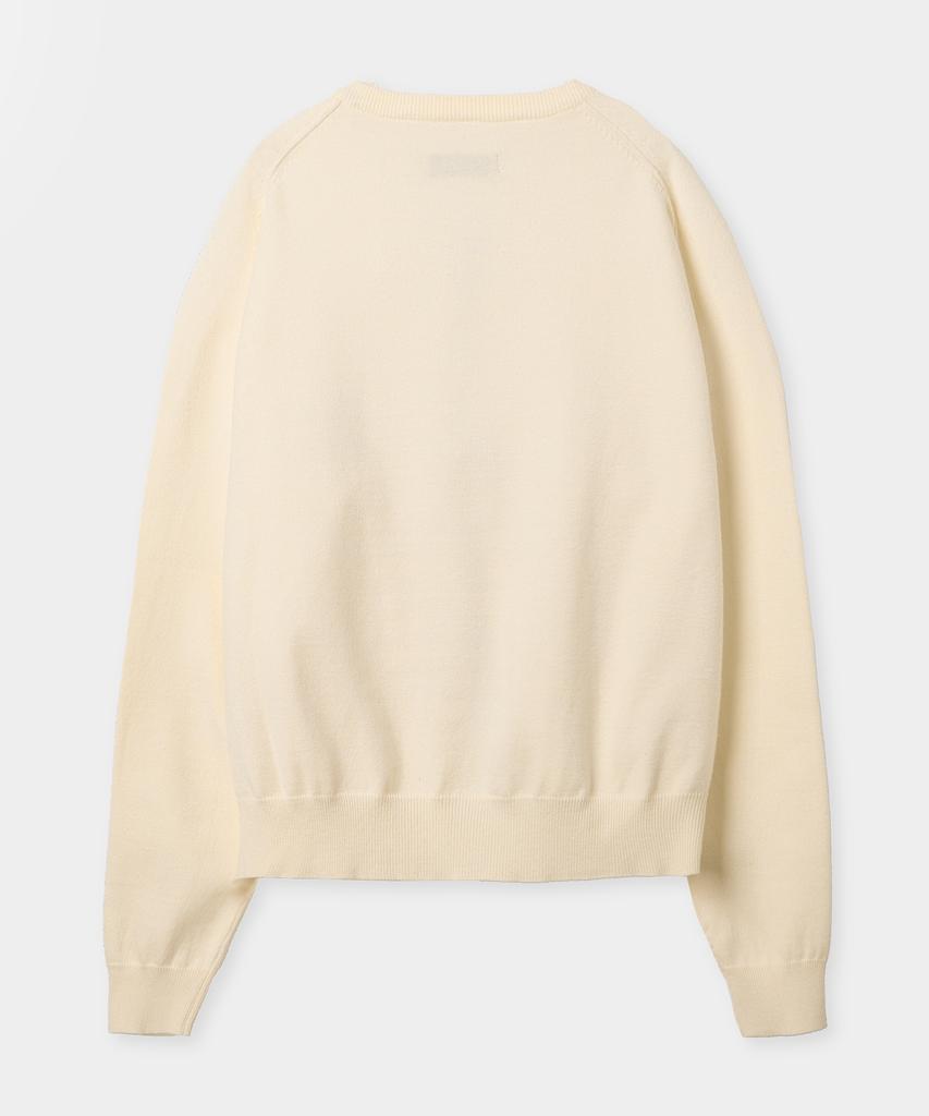 Yujen Minimal Round Neck Two-Way Knit Zip-Up_Ivory