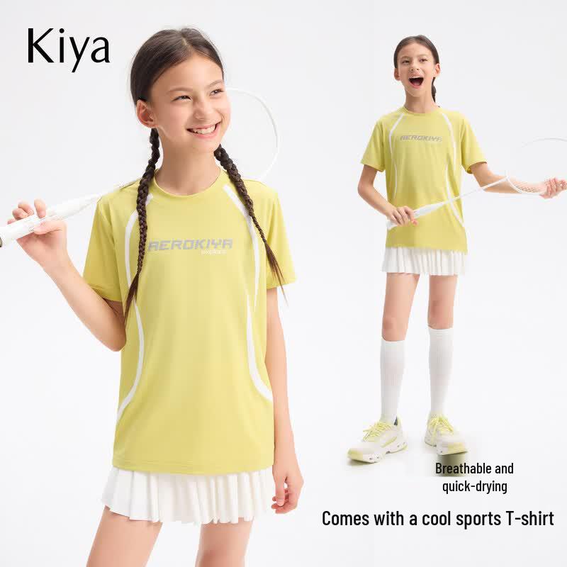 KIYA Girls Cooling Quick-Dry Short Sleeve Sports T-Shirt 160