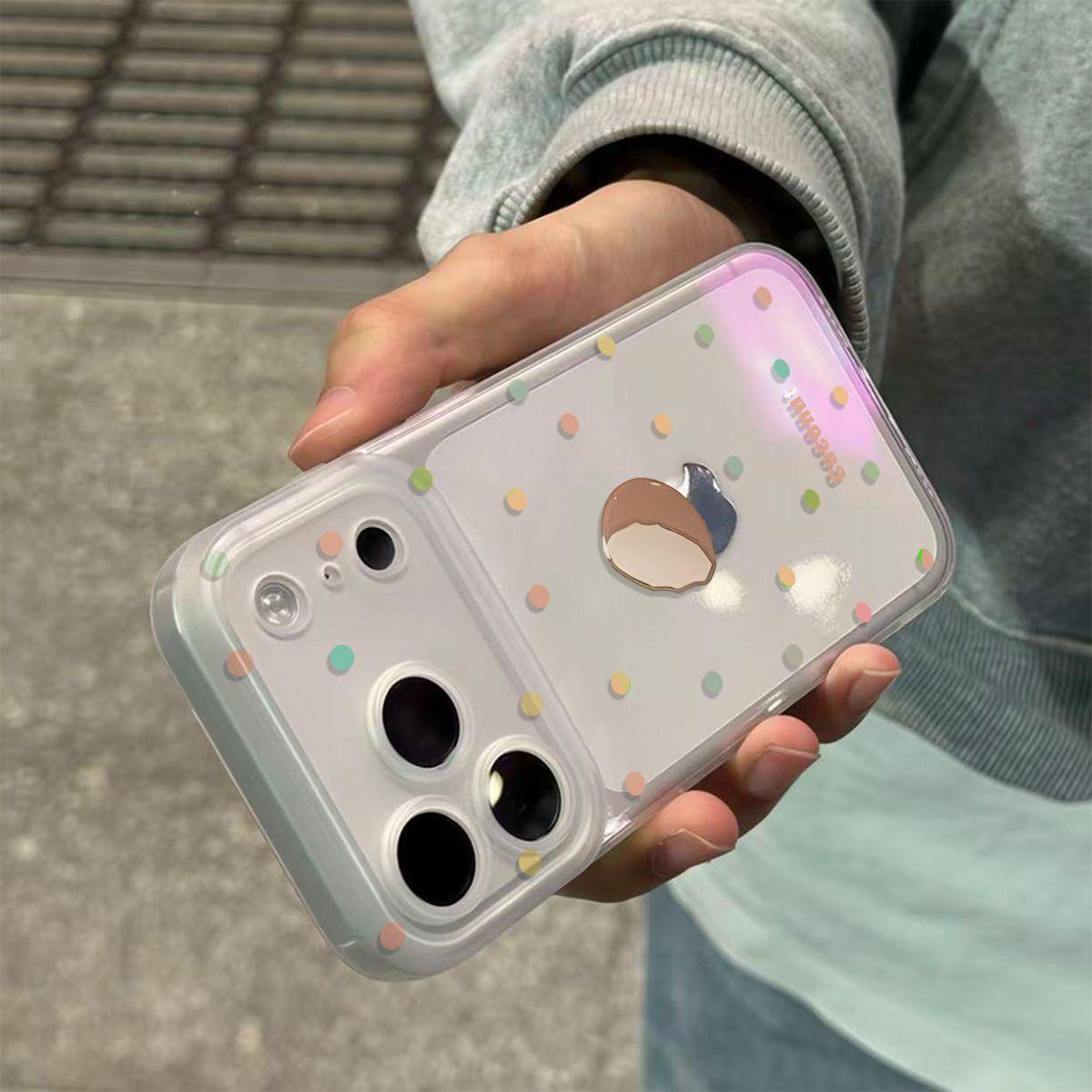 

Polka Dot Coconut Phone Case for Apple 14/15/16/17 - Lightweight, Transparent, with Integrated Button Color Apple 15 Pro