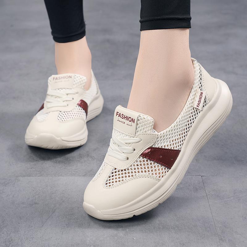 TUINANLE Flats Shoes for Women Summer Lace Up Casual Sneakers Breathable Soft Sole Loafers Plus Size