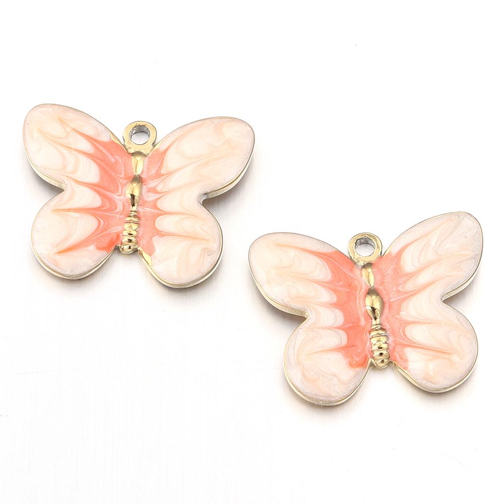 2Pcs/lot Colorful Butterfly Charms Pendant Stainless Steel Oil Drop Charms DIY Necklace Bracelet for Jewelry Making Accessories