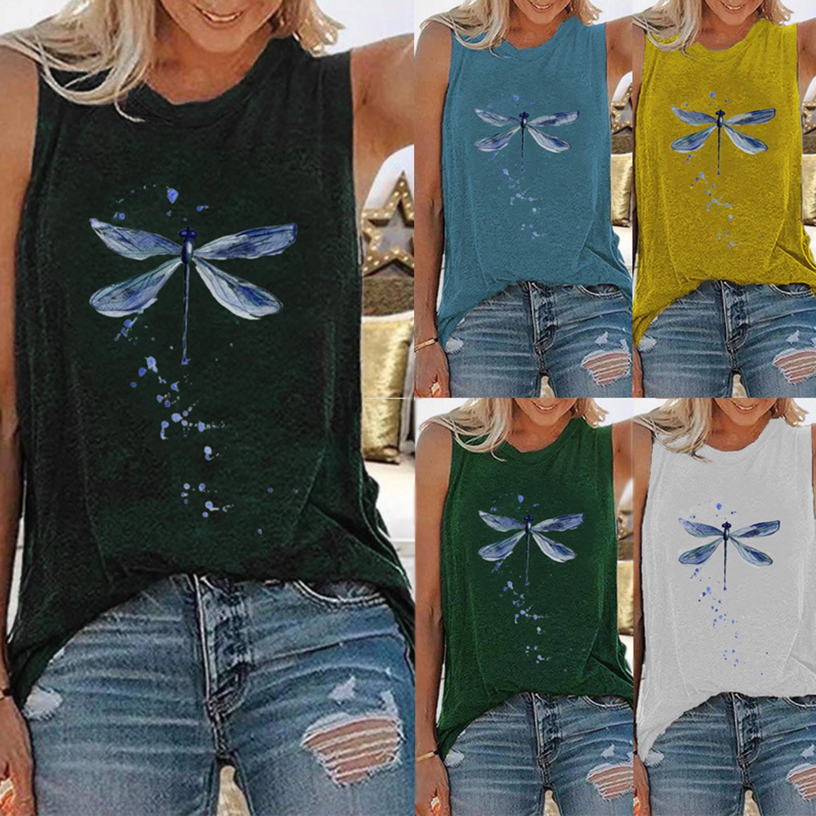 

Women s Summer Casual Animal Print Round Neck Sleeveless Tank Top