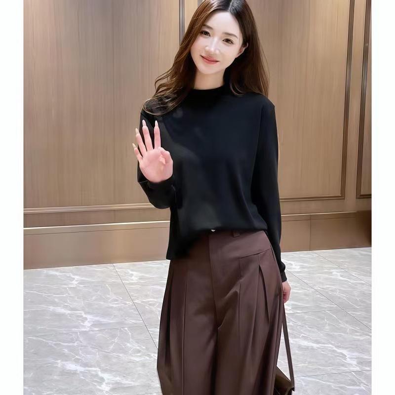 

Women s Korean Style High Neck Slimming Base Layer Top - Autumn/Winter Long Sleeve Plus Size Extra Large чёрный