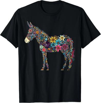 Cute Flower Donkey On Summer Floral Donkey Gift Unisex T-Shirt