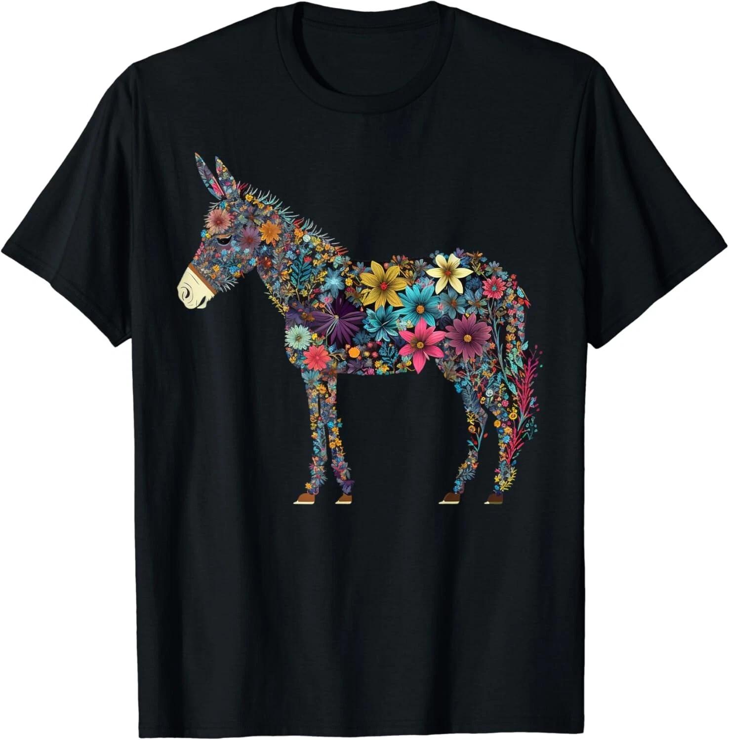 Cute Flower Donkey on summer Floral Donkey Gift Unisex T-Shirt XL