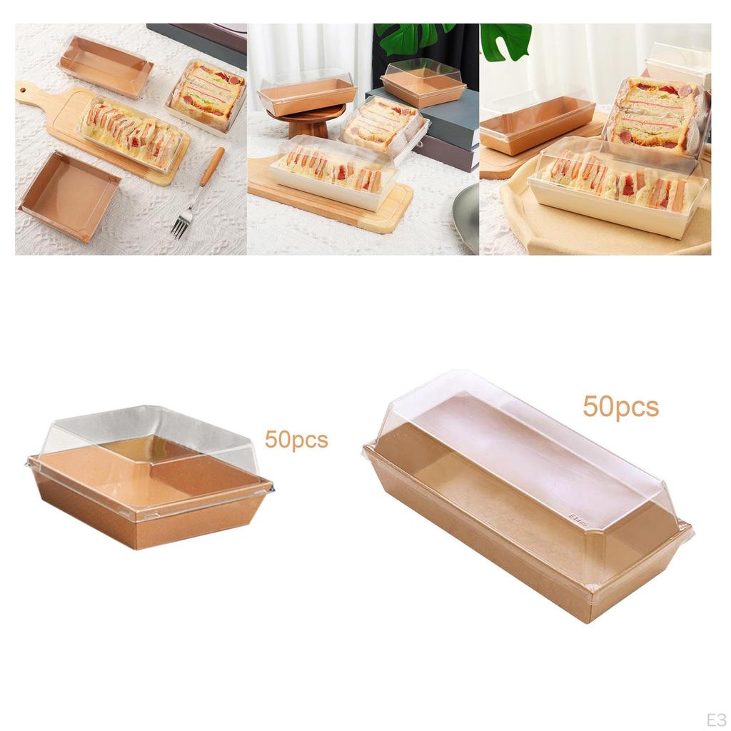 50 scatole per alimenti con coperchio trasparente per ciambelle, cupcake e fragole, 13,5 x 12,5 x 6 cm.