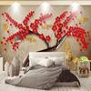 Mural European Style Retro 3d Elk Red Flower Bird Tree Wallpaper For Living Room Sofa Tv Background Wall Mural
