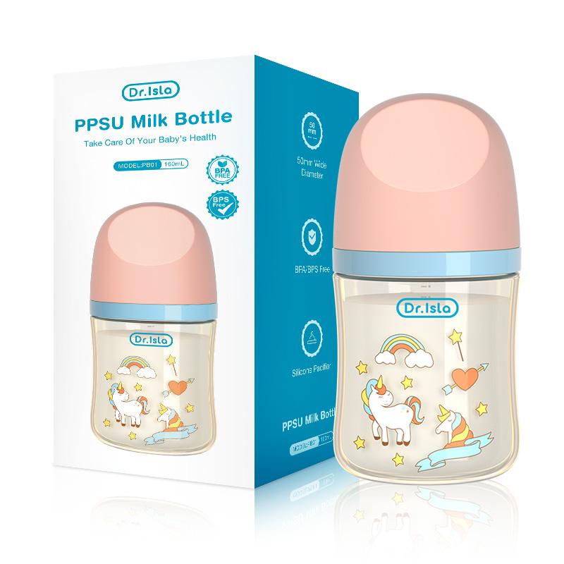 

2025 Portable Baby Bottle Newborn Milk Feeding Bottle Ppsu Baby Drinking Training Bottle With Handle 160/240ml BPA Free