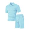 Summer Men's Casual T-shirt Suit Lapel Short-sleeved Shorts 2-piece Set