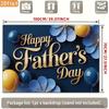 2D Navy Blue Father's Day Banner, Gold Lettering with Blue Floral Decor