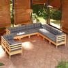 VidaXL Garden Lounge Set 9 Pcs with Grey Cushions Solid Pine Wood 3096898